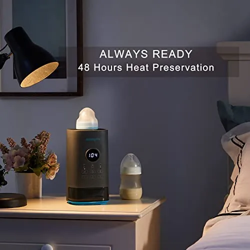 Bottle Warmer, Fast Baby Bottle Warmer with Accurate Display Timer, Milk Warmer for Breastmilk, Temperature Control 24H Keep Warm and Auto Shutoff (Blue)