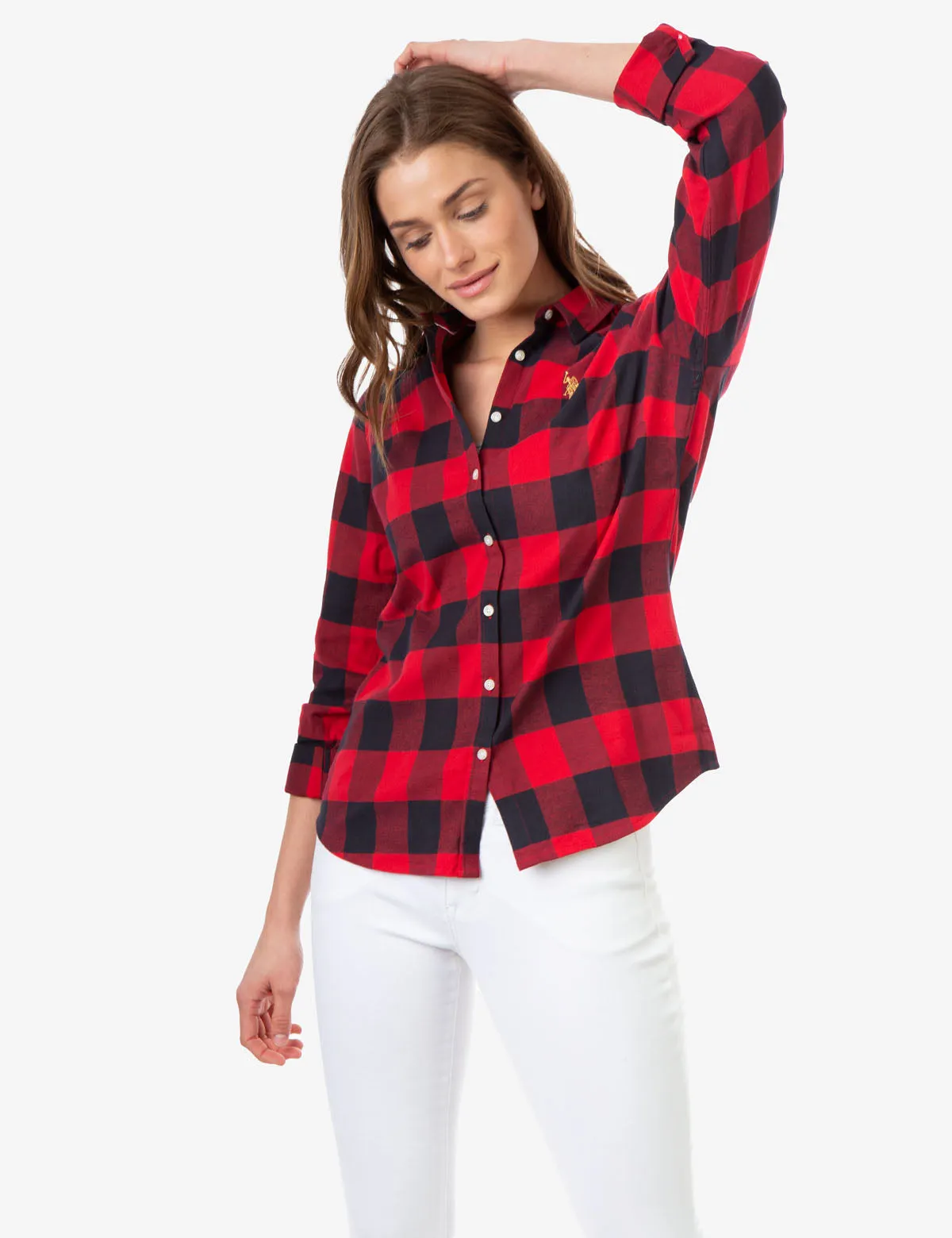 BUFFALO PLAID SHIRT WITH GOLD LOGO