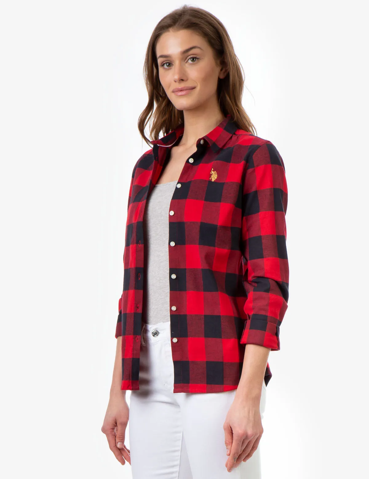 BUFFALO PLAID SHIRT WITH GOLD LOGO