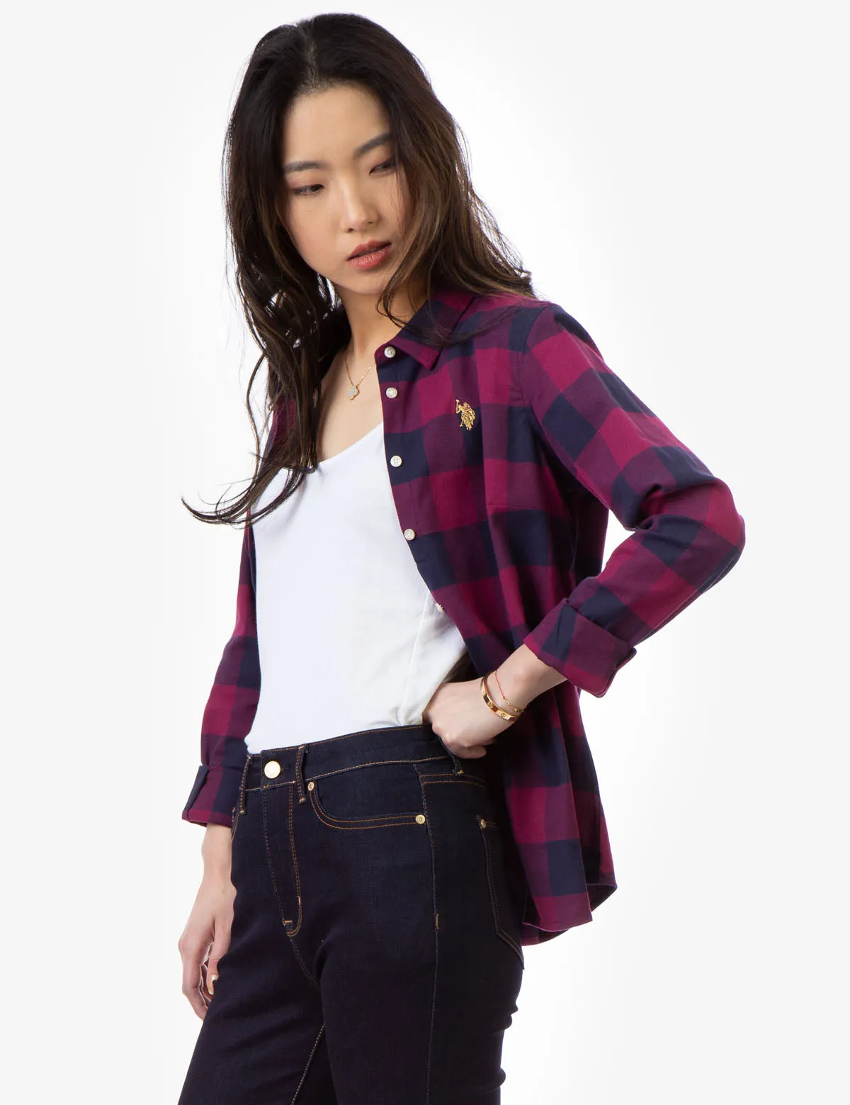 BUFFALO PLAID SHIRT WITH GOLD LOGO