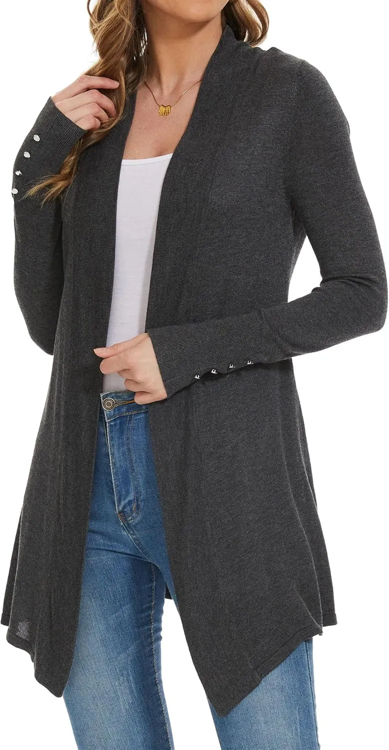 Cardigan Sweaters for Women Dressy Casual Open Front Long Sleeve Lightweight Cardigans for Spring Early Fall