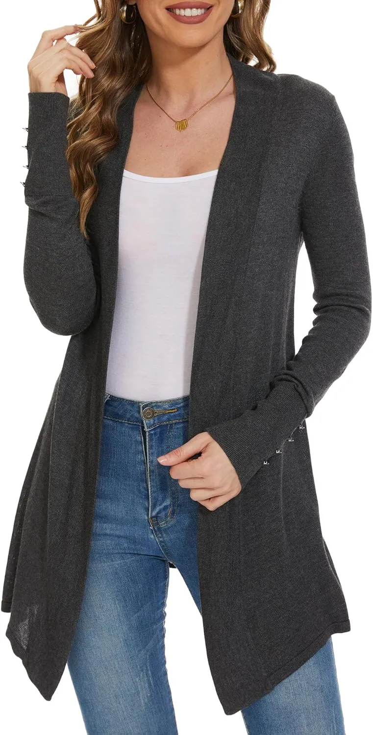 Cardigan Sweaters for Women Dressy Casual Open Front Long Sleeve Lightweight Cardigans for Spring Early Fall