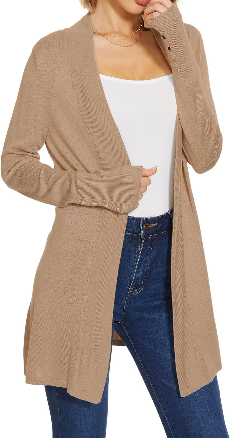 Cardigan Sweaters for Women Dressy Casual Open Front Long Sleeve Lightweight Cardigans for Spring Early Fall