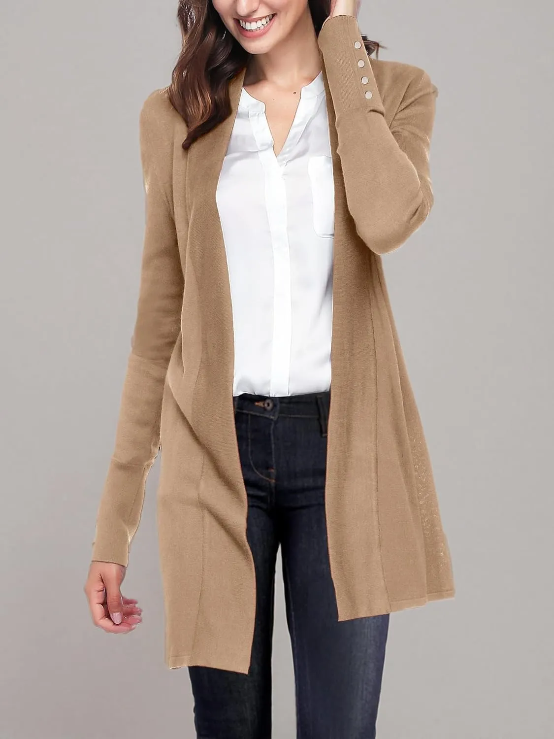 Cardigan Sweaters for Women Dressy Casual Open Front Long Sleeve Lightweight Cardigans for Spring Early Fall