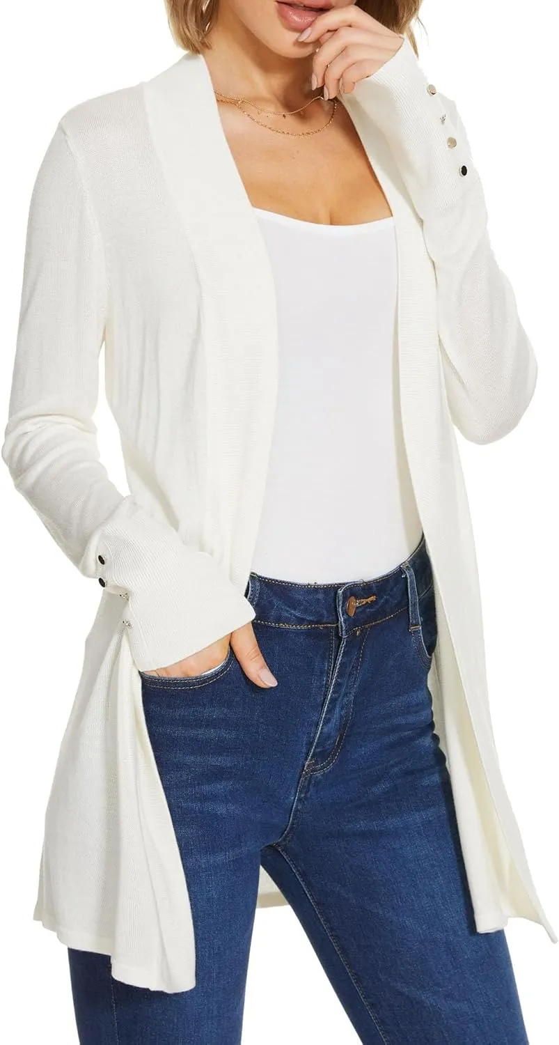 Cardigan Sweaters for Women Dressy Casual Open Front Long Sleeve Lightweight Cardigans for Spring Early Fall