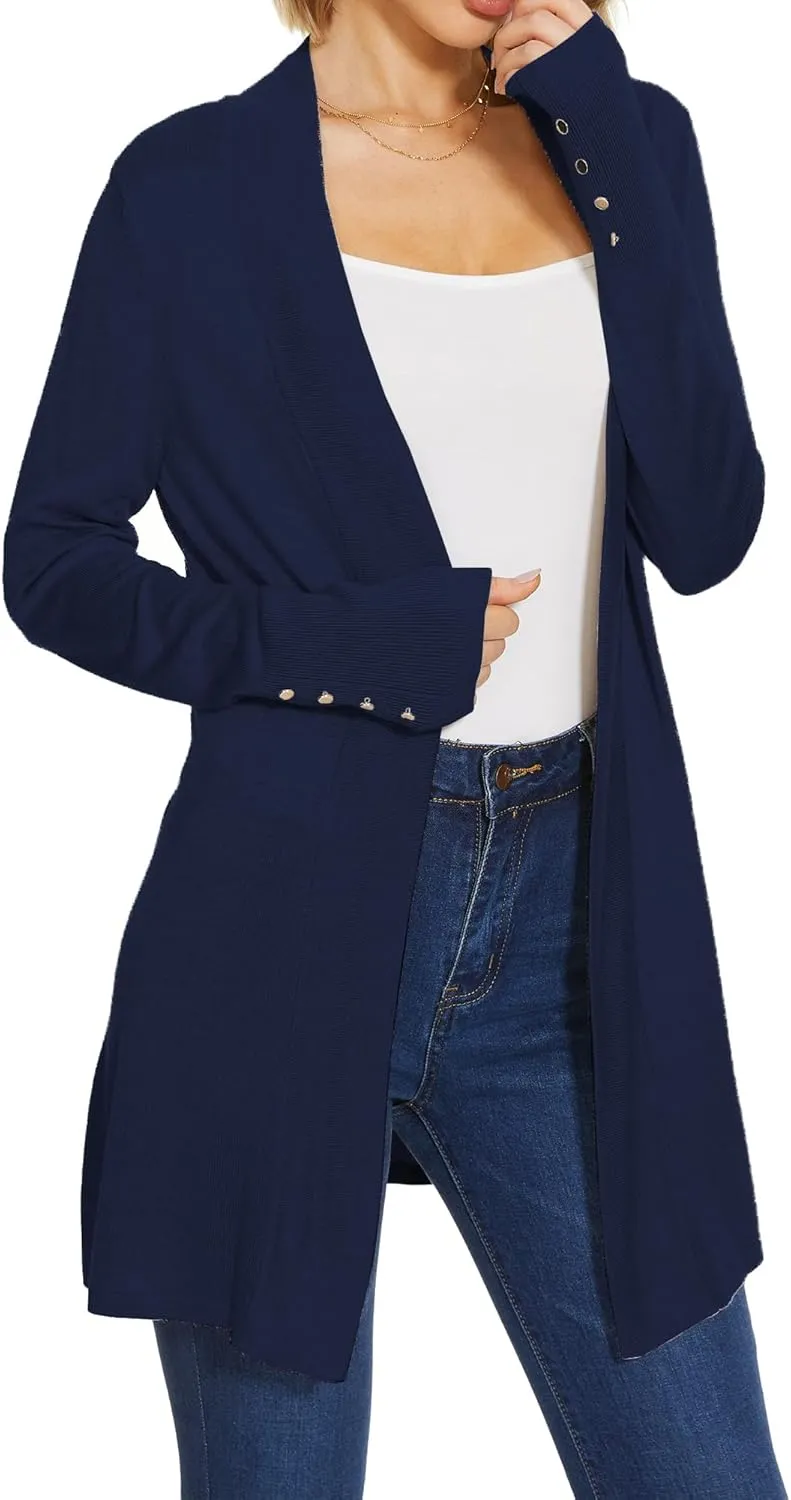 Cardigan Sweaters for Women Dressy Casual Open Front Long Sleeve Lightweight Cardigans for Spring Early Fall