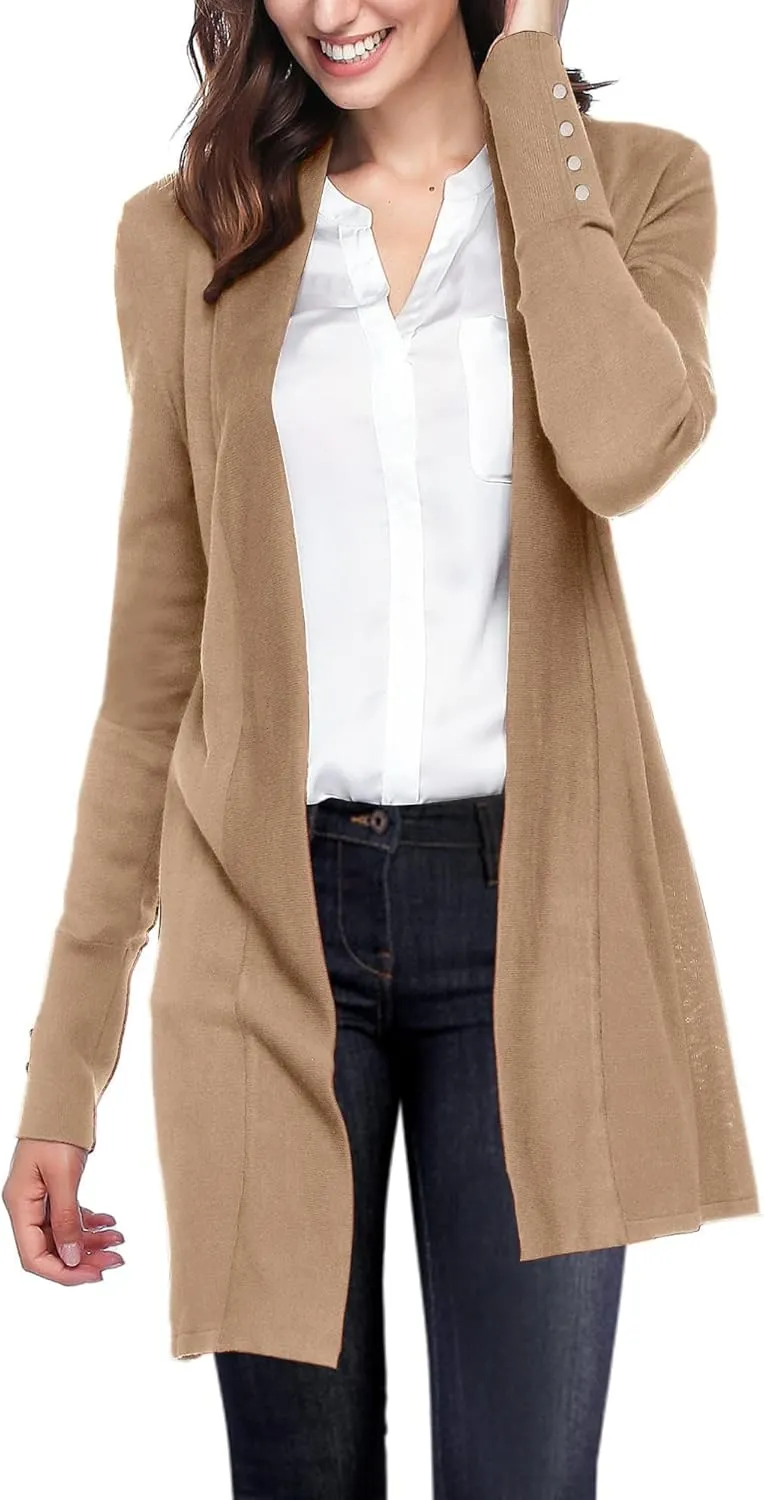 Cardigan Sweaters for Women Dressy Casual Open Front Long Sleeve Lightweight Cardigans for Spring Early Fall