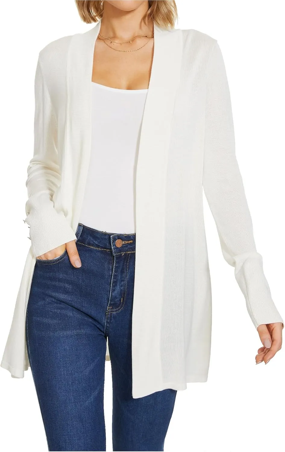 Cardigan Sweaters for Women Dressy Casual Open Front Long Sleeve Lightweight Cardigans for Spring Early Fall