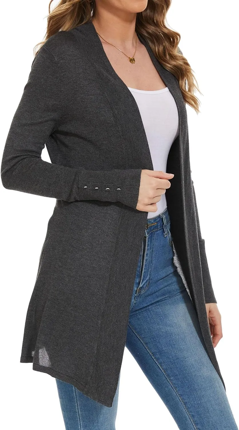 Cardigan Sweaters for Women Dressy Casual Open Front Long Sleeve Lightweight Cardigans for Spring Early Fall