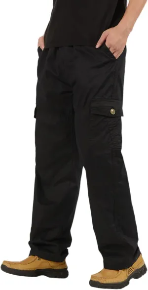 Cargo Pants for Men Big and Tall, Pants Hiking Ripstop Cargo Pants Relaxed Fit Cargo Pant Men's Drawstring Waist Side
