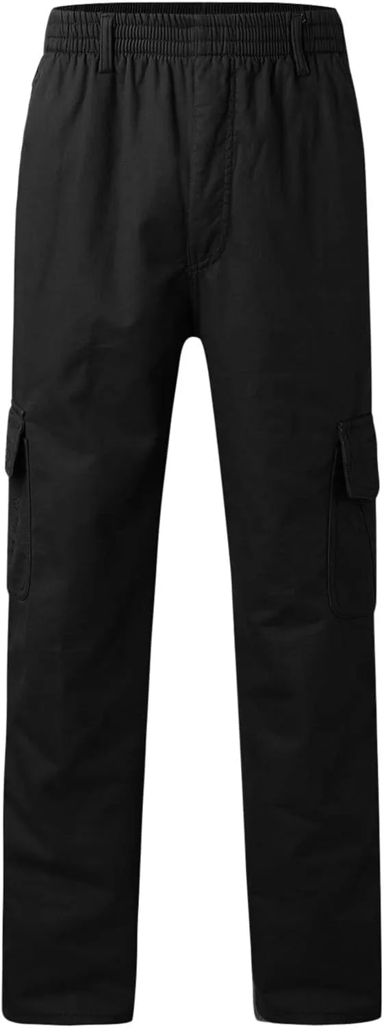 Cargo Pants for Men Big and Tall, Pants Hiking Ripstop Cargo Pants Relaxed Fit Cargo Pant Men's Drawstring Waist Side