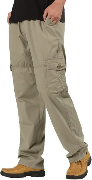 Cargo Pants for Men Big and Tall, Pants Hiking Ripstop Cargo Pants Relaxed Fit Cargo Pant Men's Drawstring Waist Side