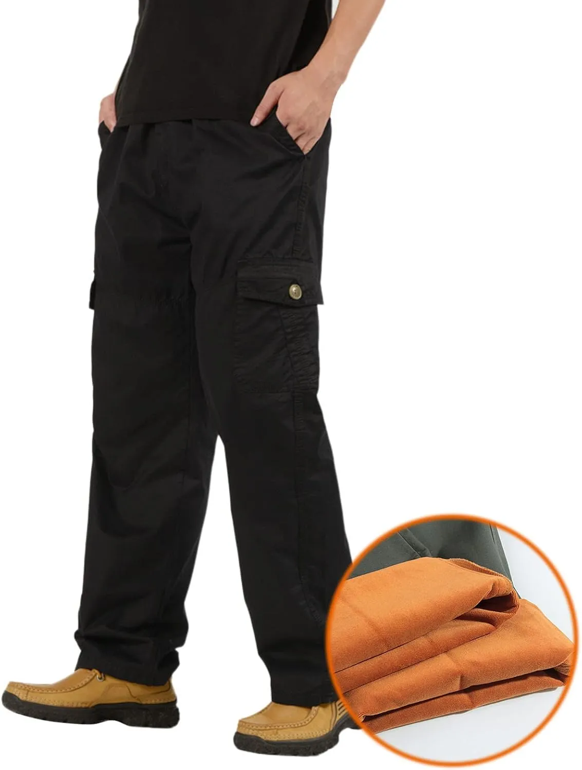 Cargo Pants for Men Big and Tall, Pants Hiking Ripstop Cargo Pants Relaxed Fit Cargo Pant Men's Drawstring Waist Side