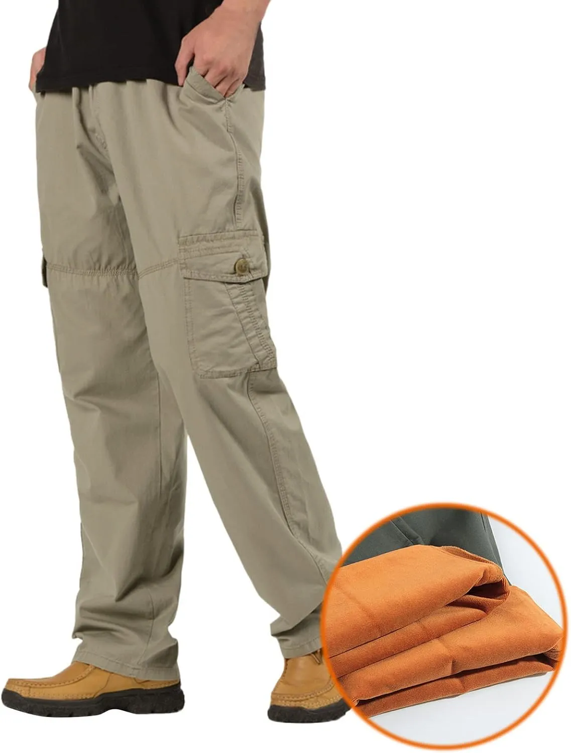 Cargo Pants for Men Big and Tall, Pants Hiking Ripstop Cargo Pants Relaxed Fit Cargo Pant Men's Drawstring Waist Side