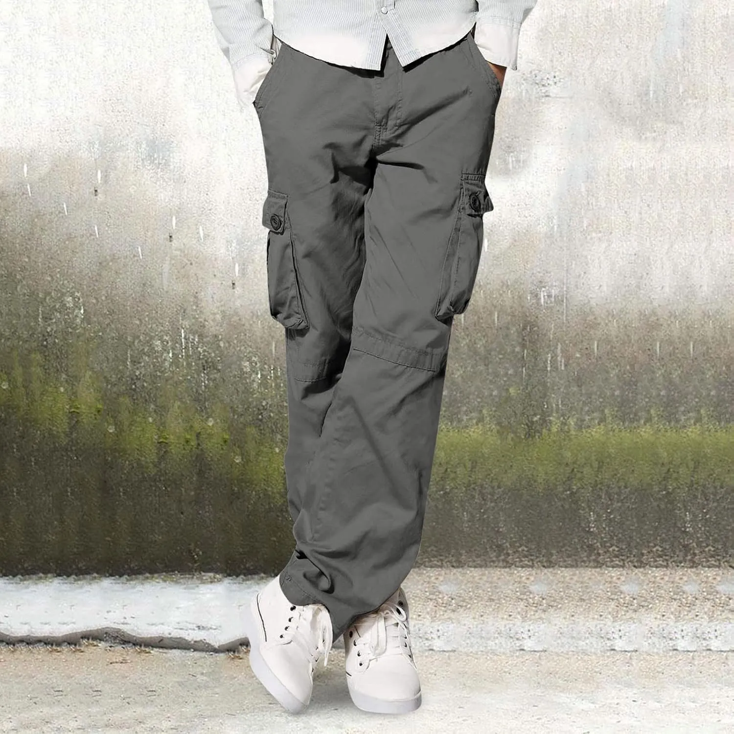 Cargo Pants for Men Big and Tall Relaxed Fit Open Bottom Straight Sweatpants Casual Jogging Athletic Hiking Pants Streetwear
