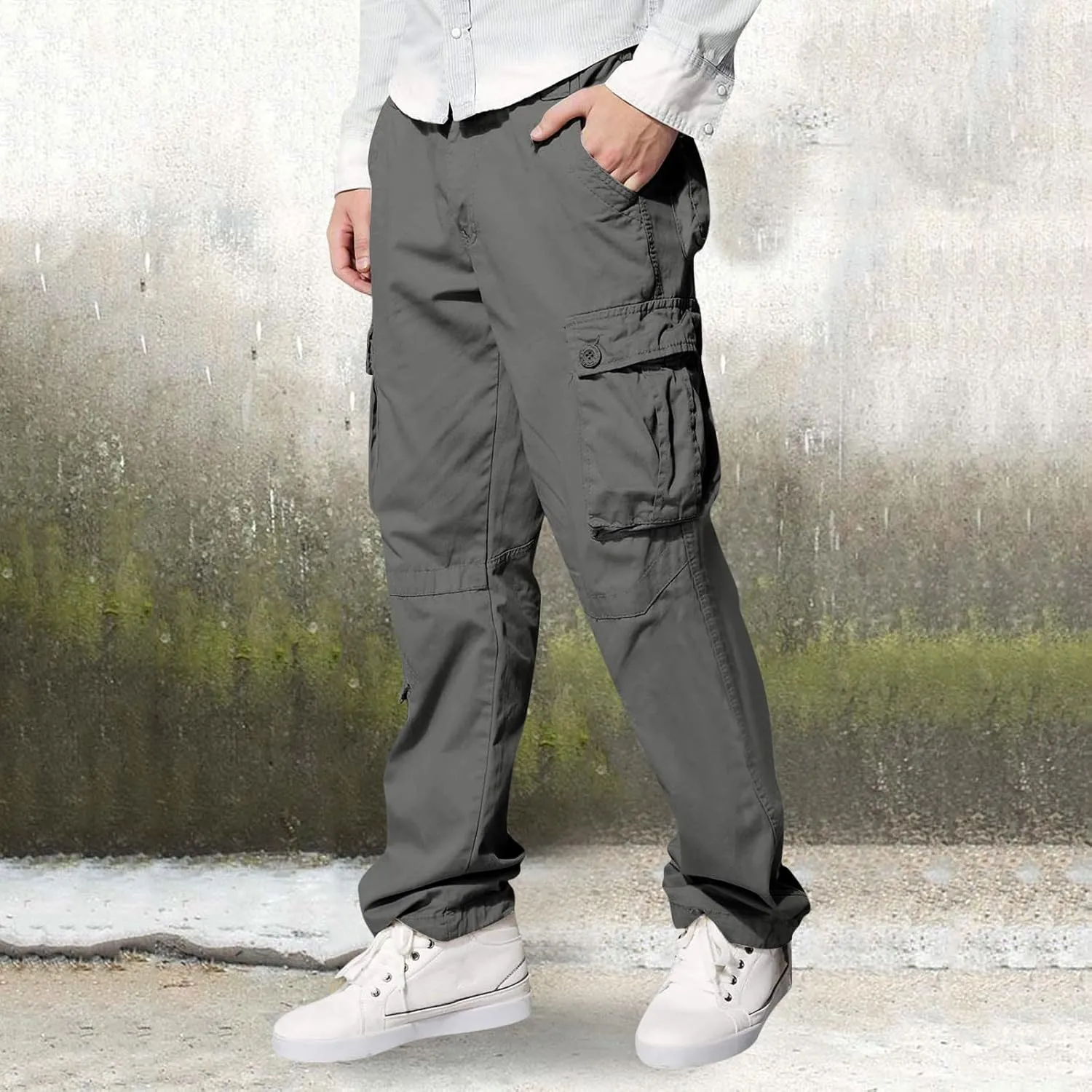 Cargo Pants for Men Big and Tall Relaxed Fit Open Bottom Straight Sweatpants Casual Jogging Athletic Hiking Pants Streetwear