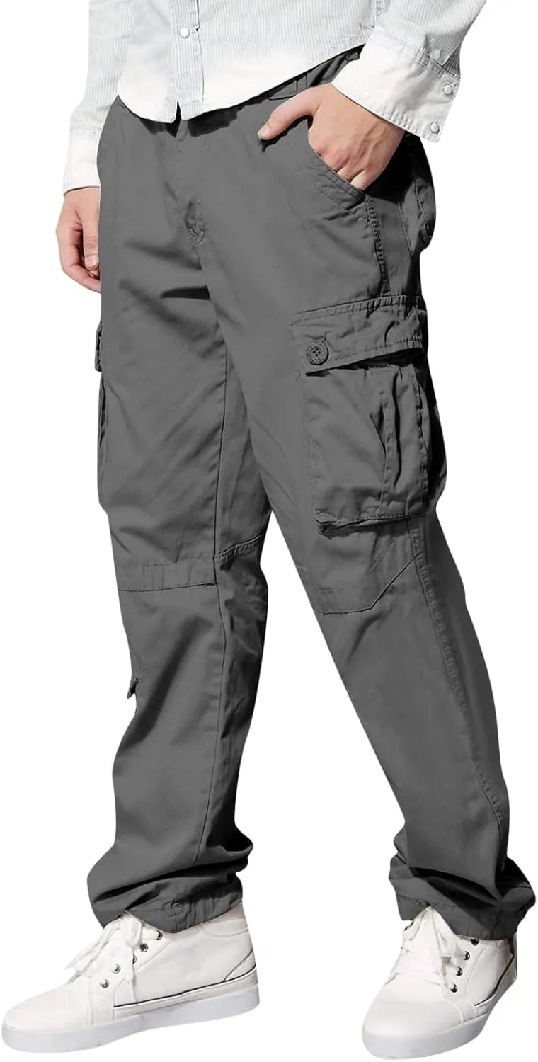 Cargo Pants for Men Big and Tall Relaxed Fit Open Bottom Straight Sweatpants Casual Jogging Athletic Hiking Pants Streetwear