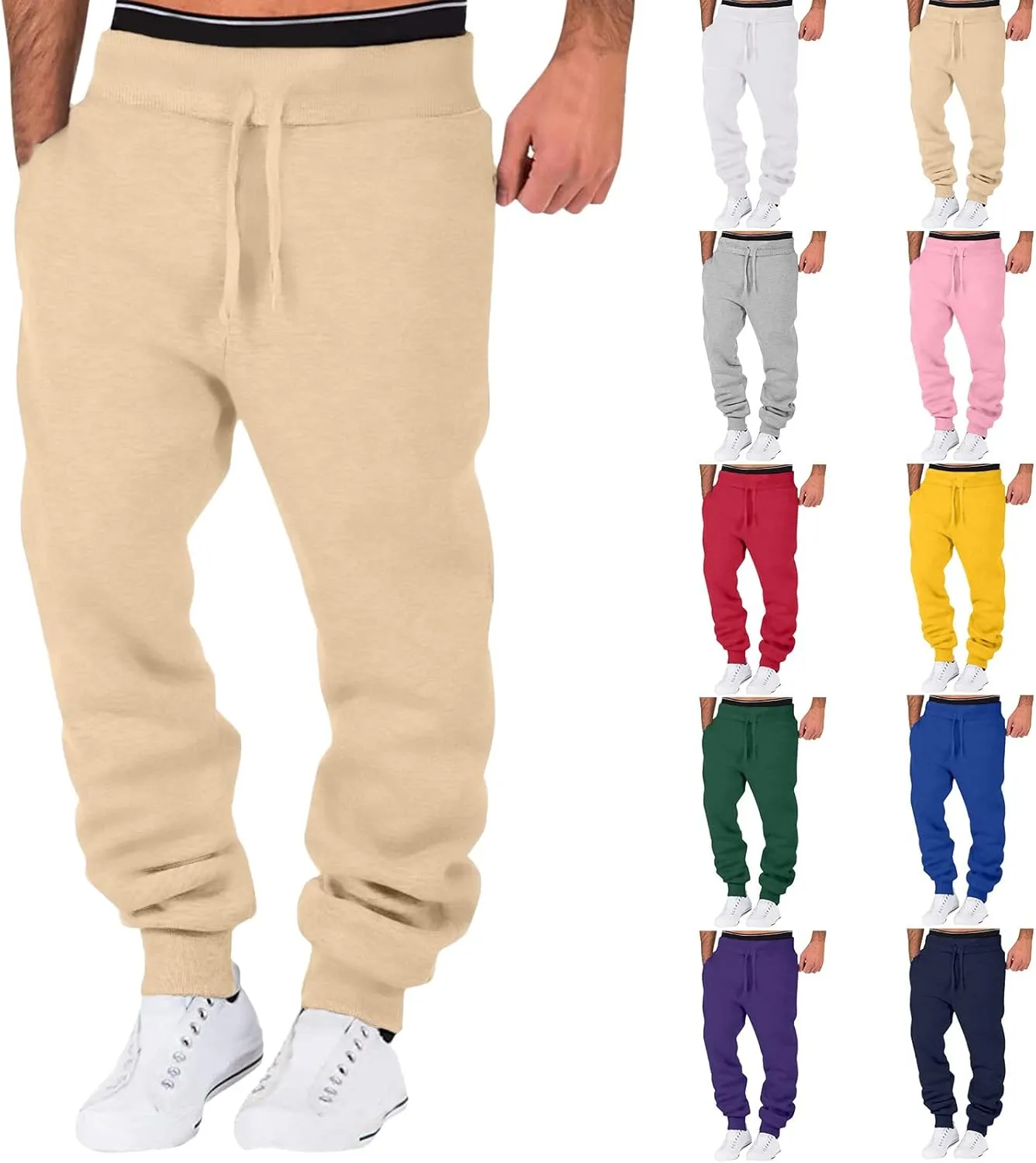 Cargo Pants for Men Relaxed Fit & Winter Pants for Men Drawstring Cargo Flat Front Straight Fit Pants Outdoor Sports