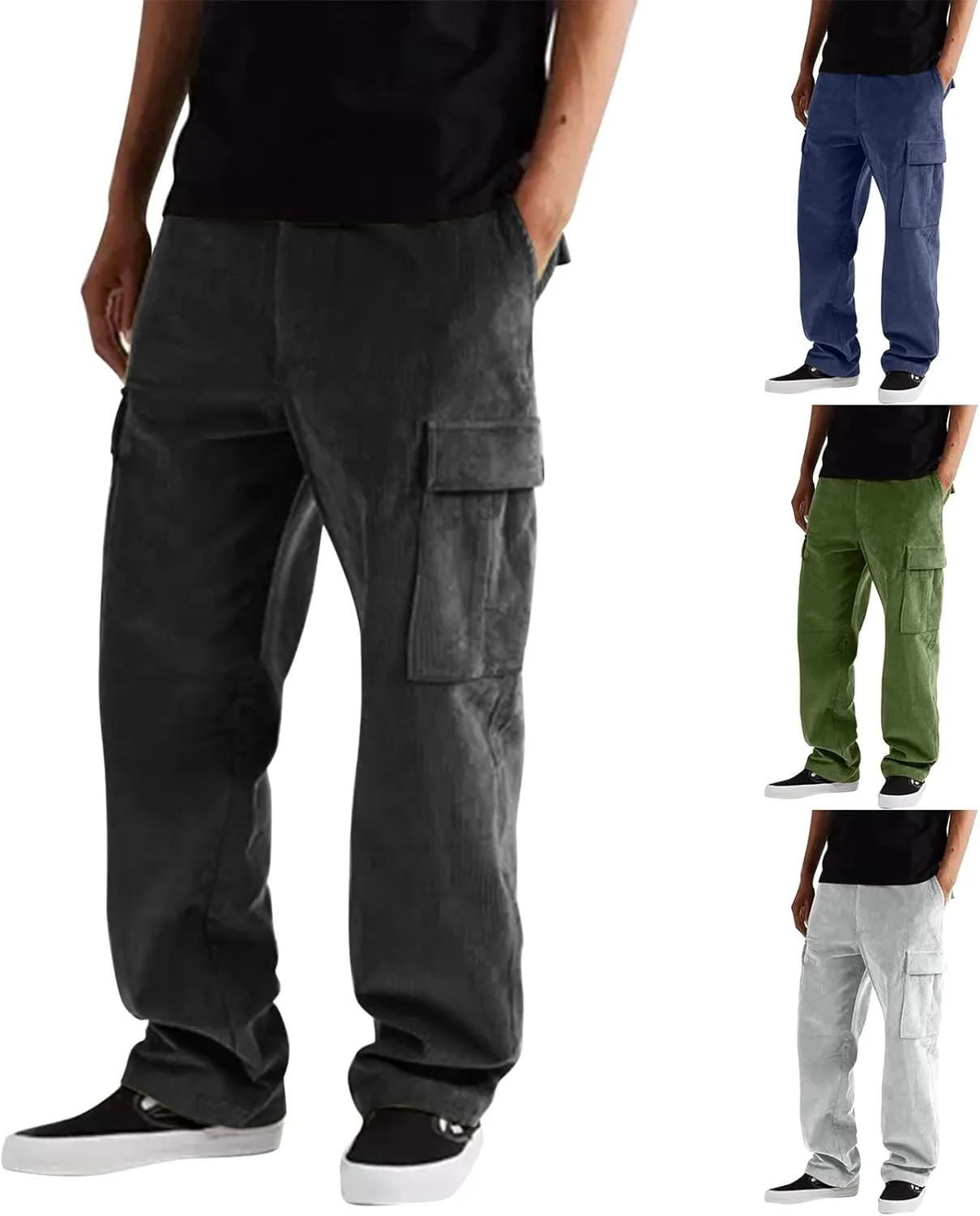 Cargo Pants for Men Relaxed Fit Mens Cargo Pants Outdoor Pant Men's Casual Elastic Waist Drawstring Hiking Work Pants