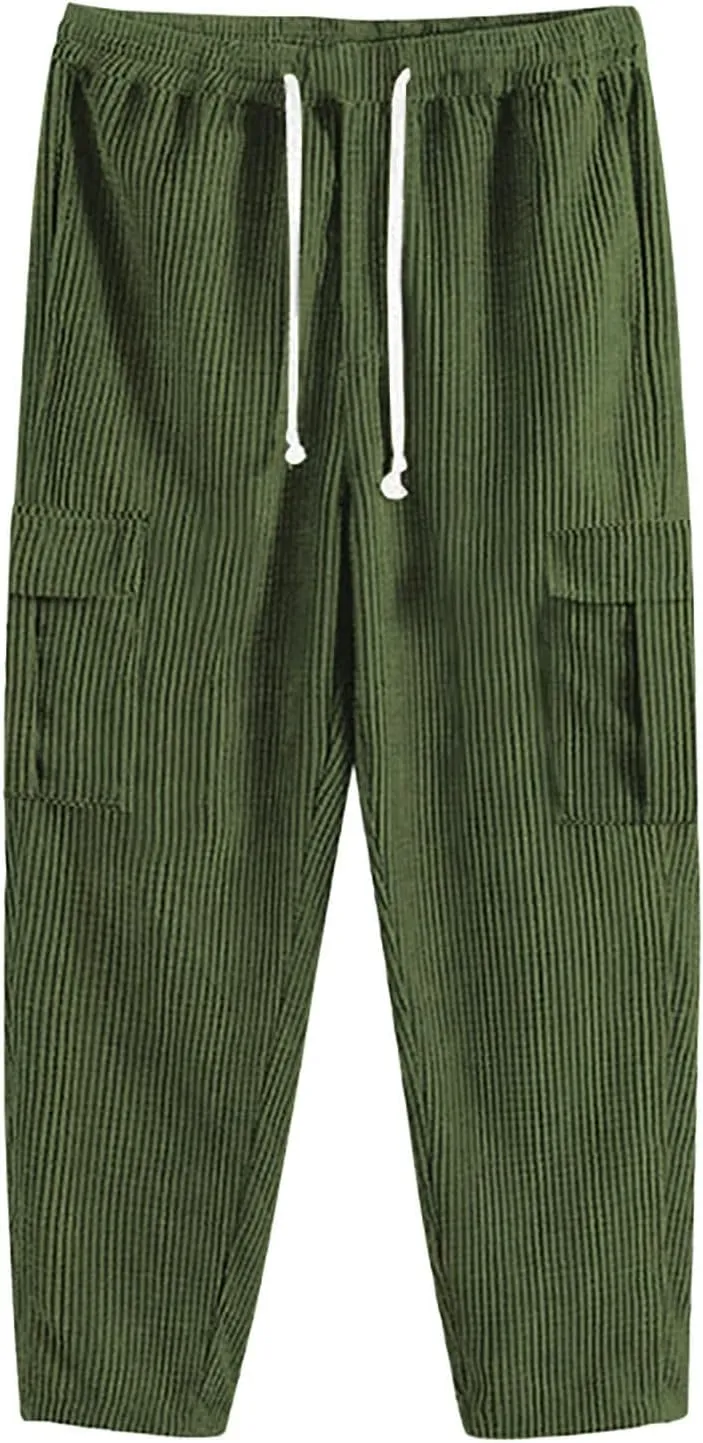 Cargo Pants for Men Relaxed Fit Mens Cargo Pants Outdoor Pant Men's Casual Elastic Waist Drawstring Hiking Work Pants