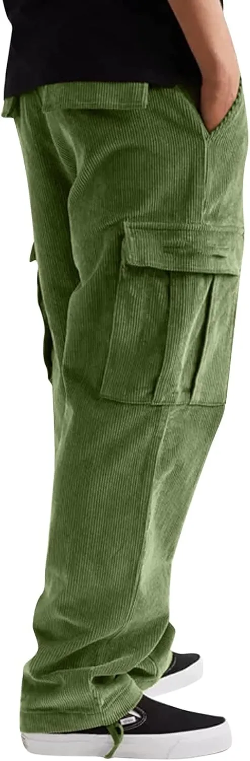 Cargo Pants for Men Relaxed Fit Mens Cargo Pants Outdoor Pant Men's Casual Elastic Waist Drawstring Hiking Work Pants