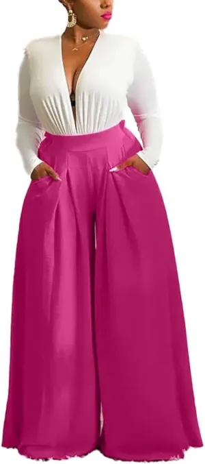 Casual Palazzo Pants for Women Lounge Pants Wide Leg Trousers Women Skirt Pants with Elastic Waistband