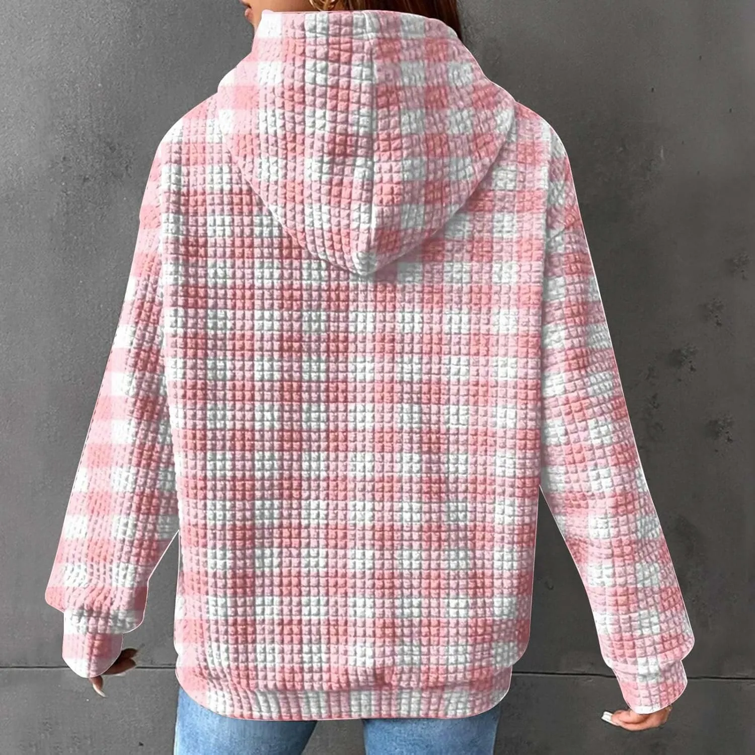 Ceboyel Women Waffle Knit Cute Hoodies Drawstring Pullover Sweatshirts Fashion Casual Sweaters Comfy Fall Clothes Outfits