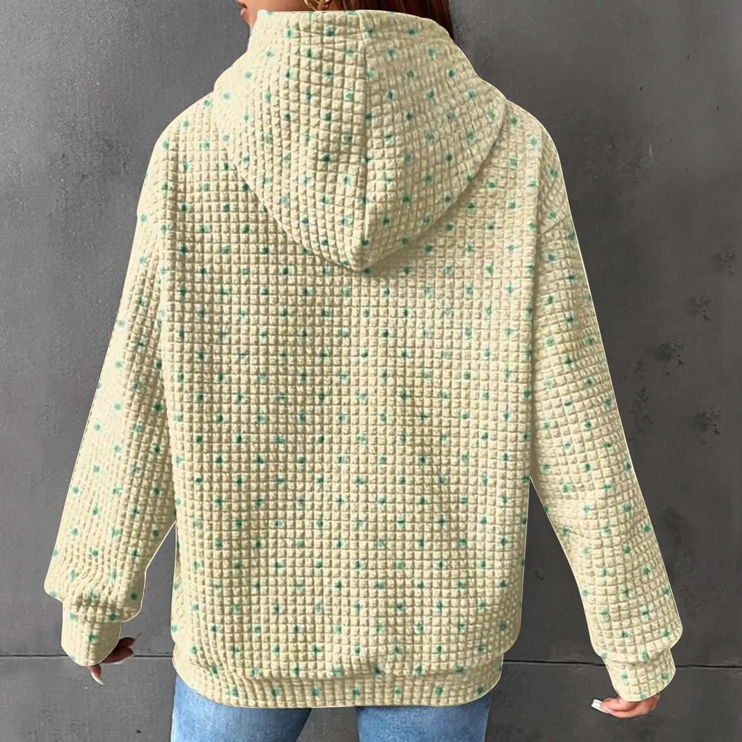 Ceboyel Women Waffle Knit Cute Hoodies Drawstring Pullover Sweatshirts Fashion Casual Sweaters Comfy Fall Clothes Outfits