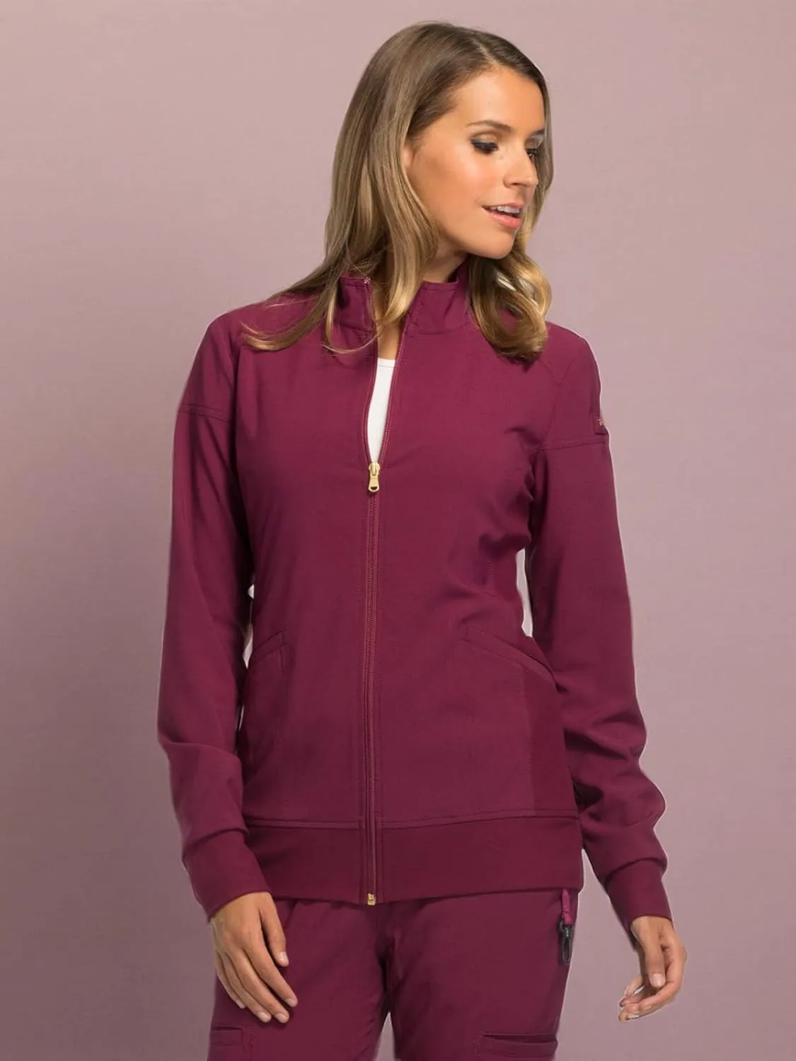 Cherokee Scrub Jackets For Woman with Zip Front, 360 Stretch Fabric - CK303