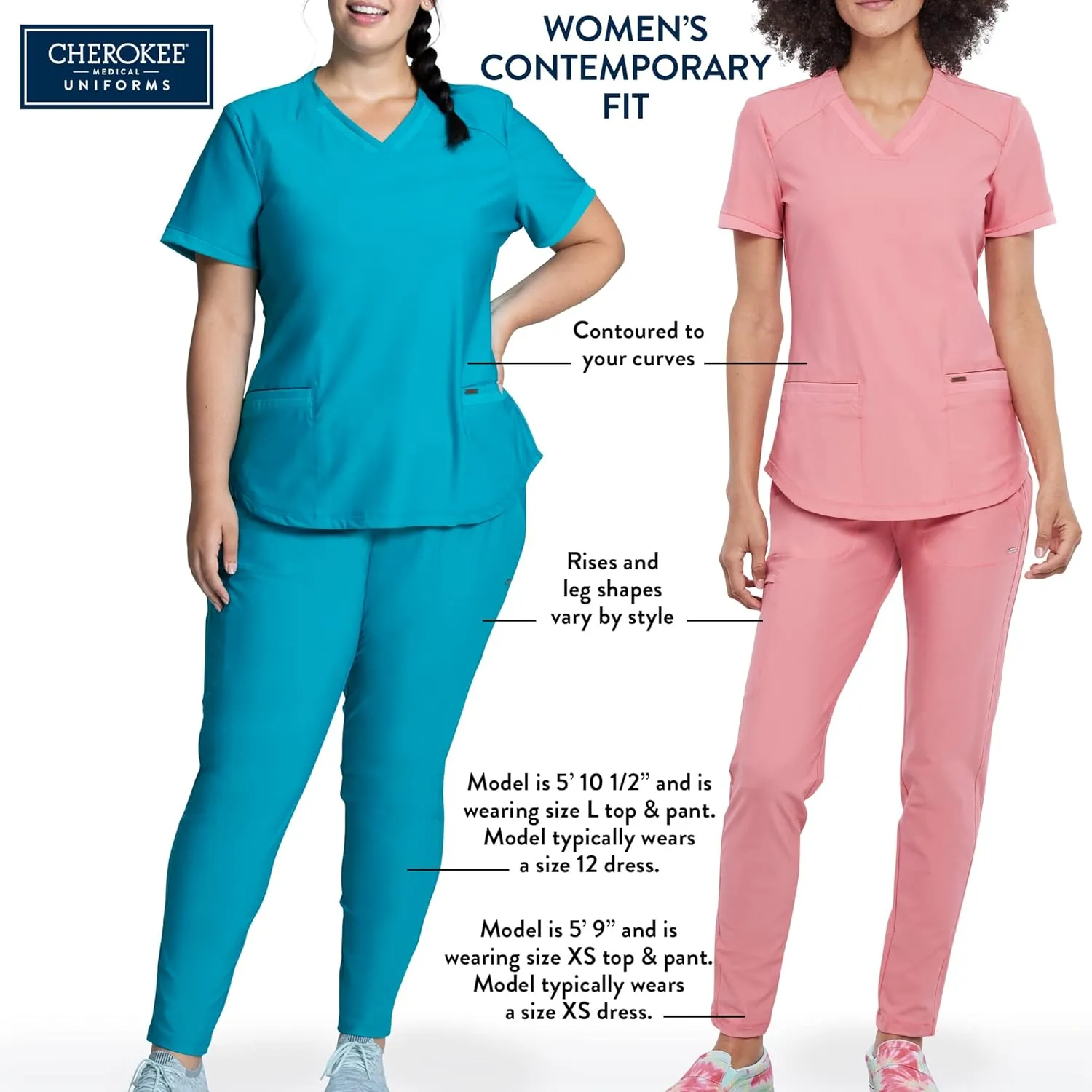 Cherokee Scrub Jackets For Woman with Zip Front, 360 Stretch Fabric - CK303