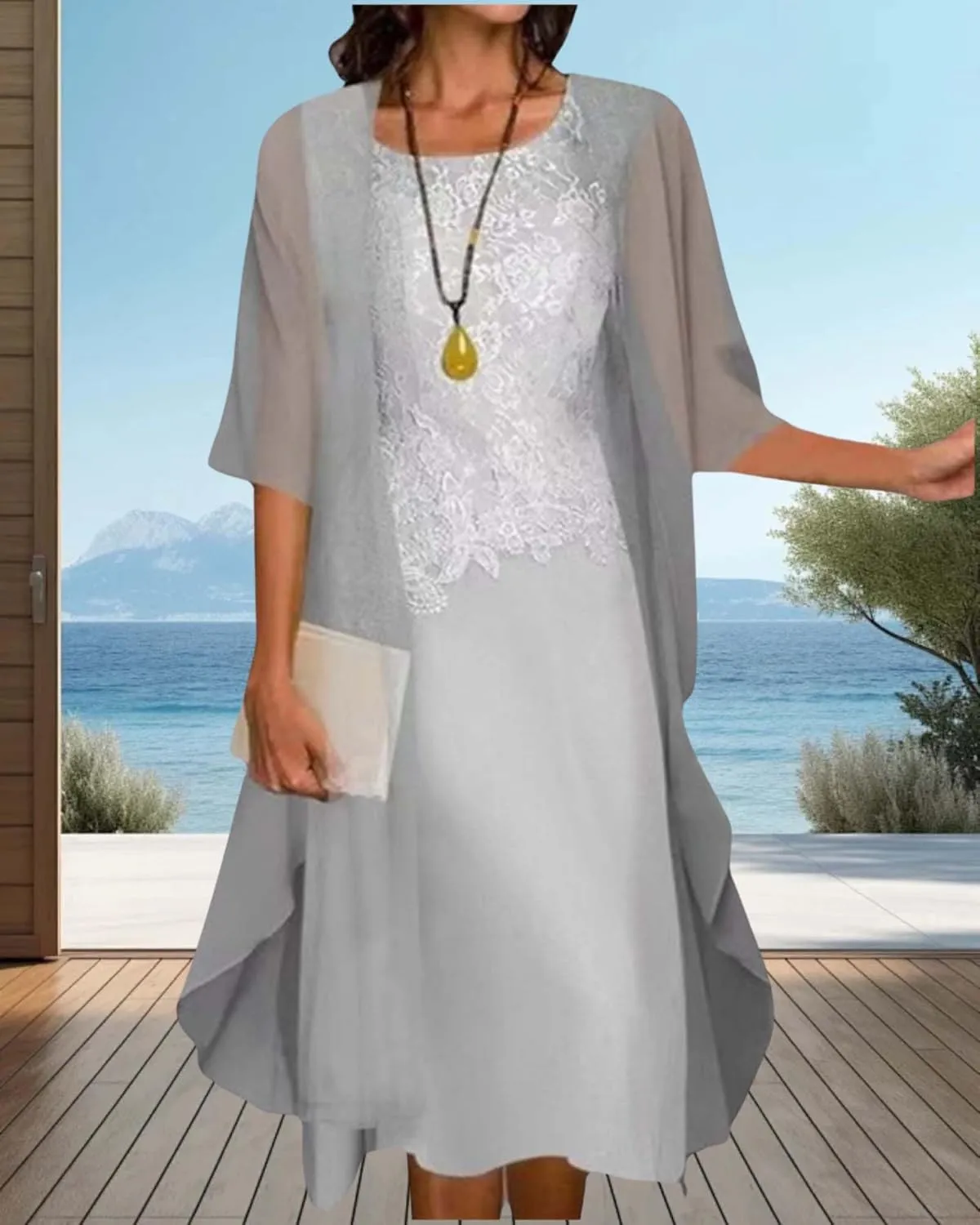 Chiffon Two Piece Set Maxi Dress for Women Summer Casual Boho Floral Cardigan Flowy Cocktail Wedding Guest Midi Dresses