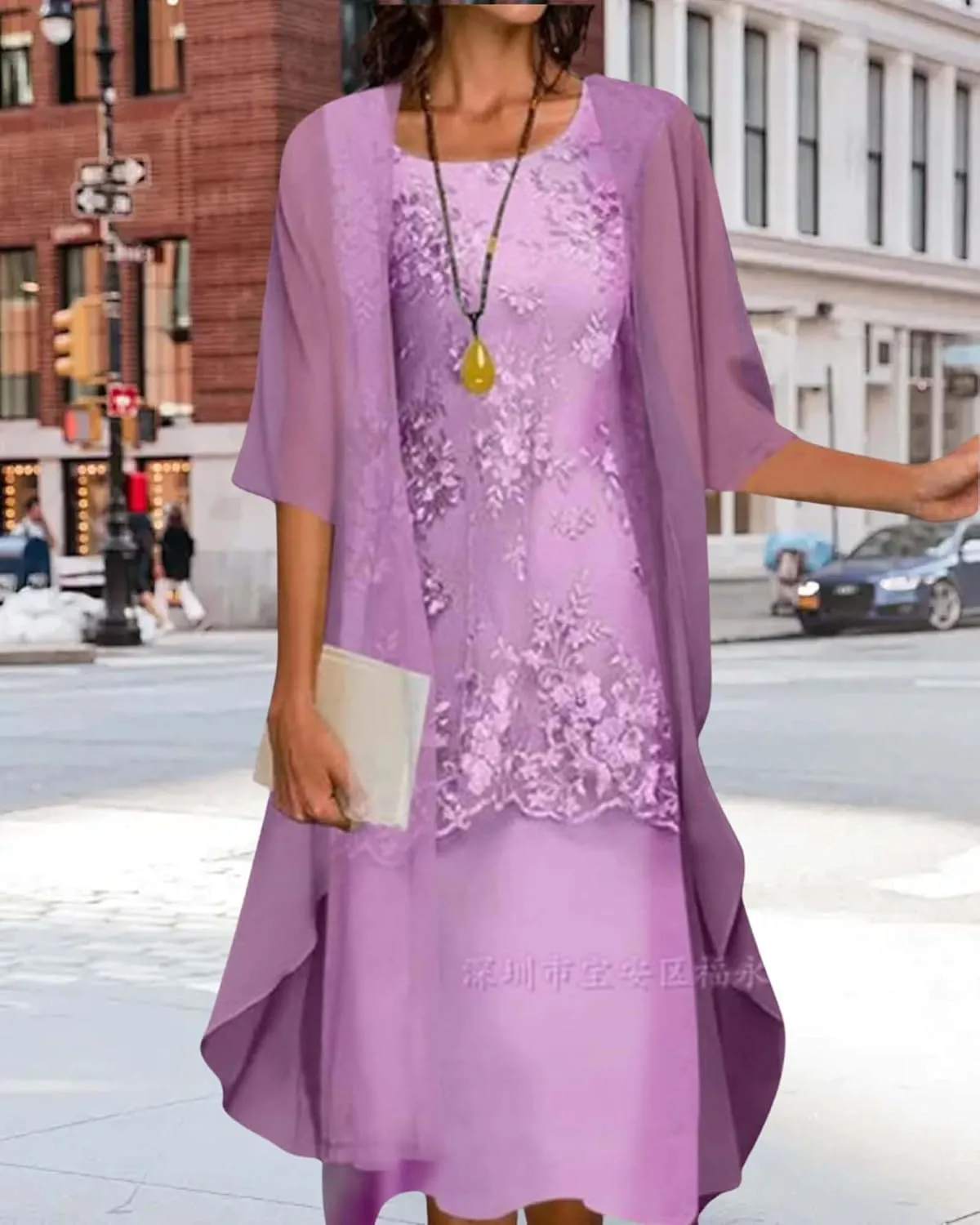 Chiffon Two Piece Set Maxi Dress for Women Summer Casual Boho Floral Cardigan Flowy Cocktail Wedding Guest Midi Dresses