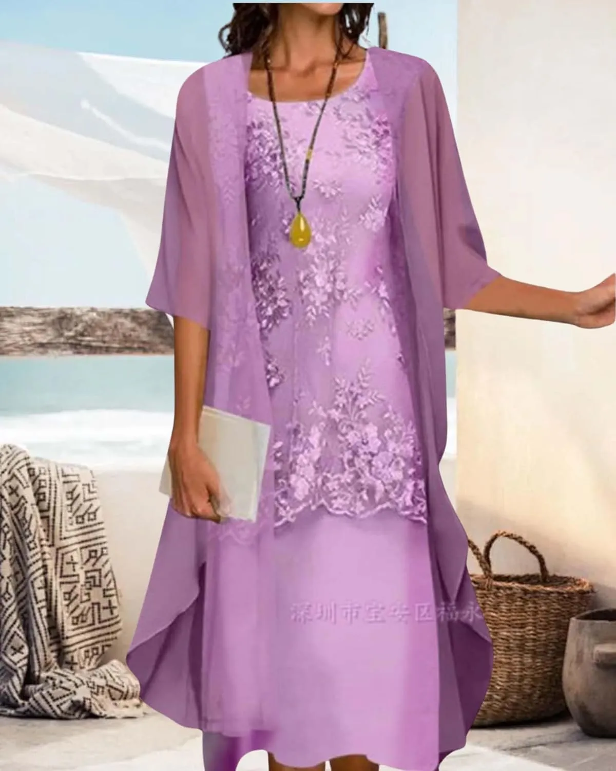 Chiffon Two Piece Set Maxi Dress for Women Summer Casual Boho Floral Cardigan Flowy Cocktail Wedding Guest Midi Dresses