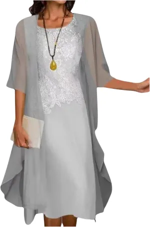 Chiffon Two Piece Set Maxi Dress for Women Summer Casual Boho Floral Cardigan Flowy Cocktail Wedding Guest Midi Dresses
