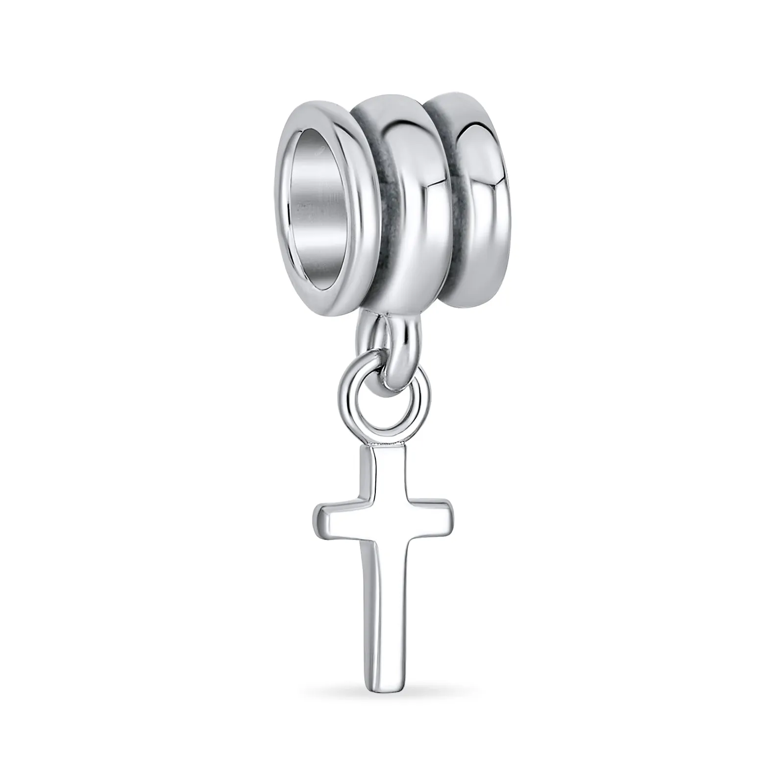 Christian Cross Dangle Charm Bead Sterling Silver for European Bracelet