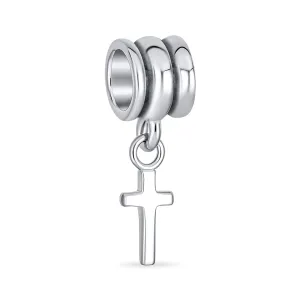 Christian Cross Dangle Charm Bead Sterling Silver for European Bracelet