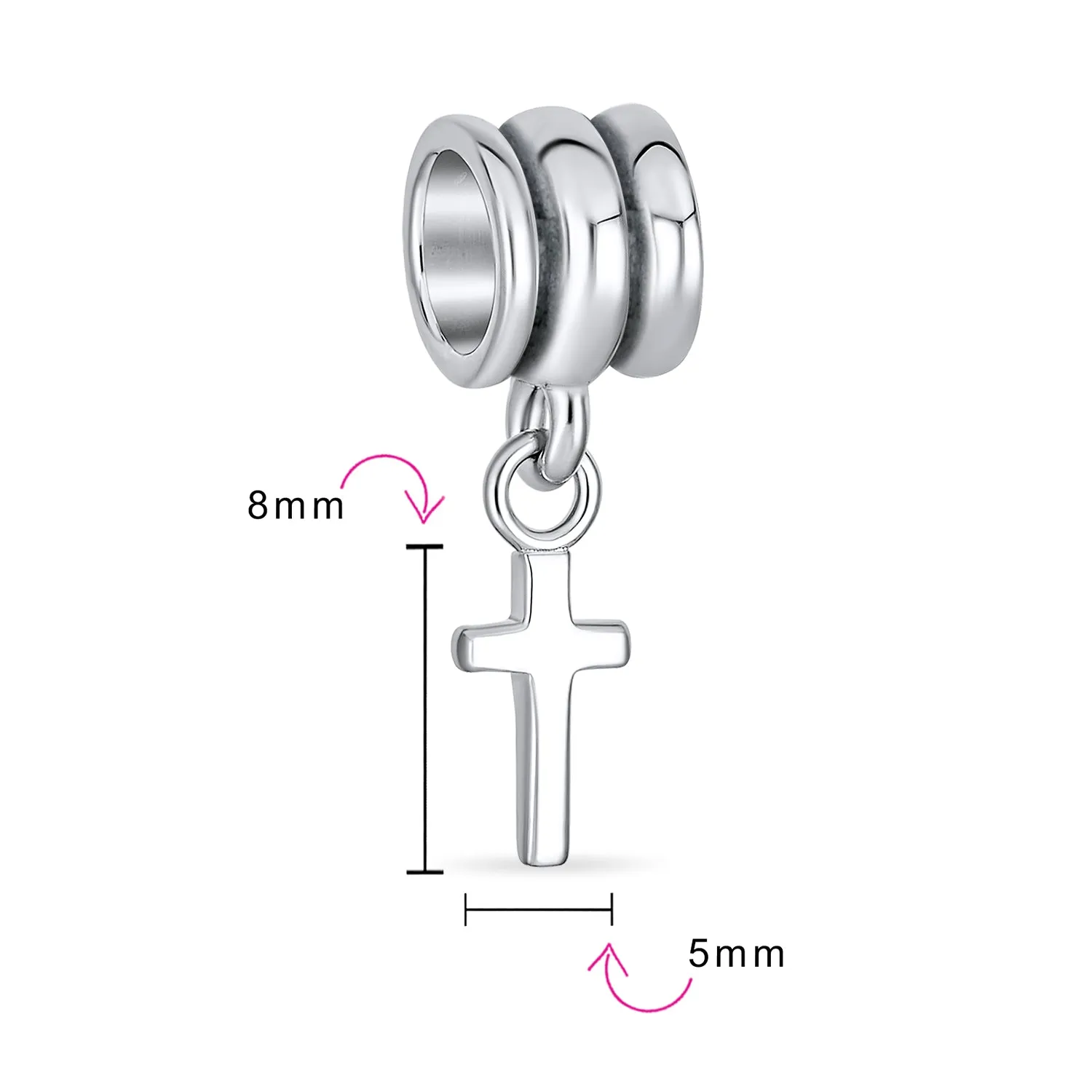Christian Cross Dangle Charm Bead Sterling Silver for European Bracelet