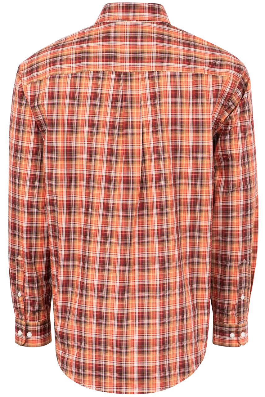 Cinch Multi Plaid Button-Front Shirt - Orange