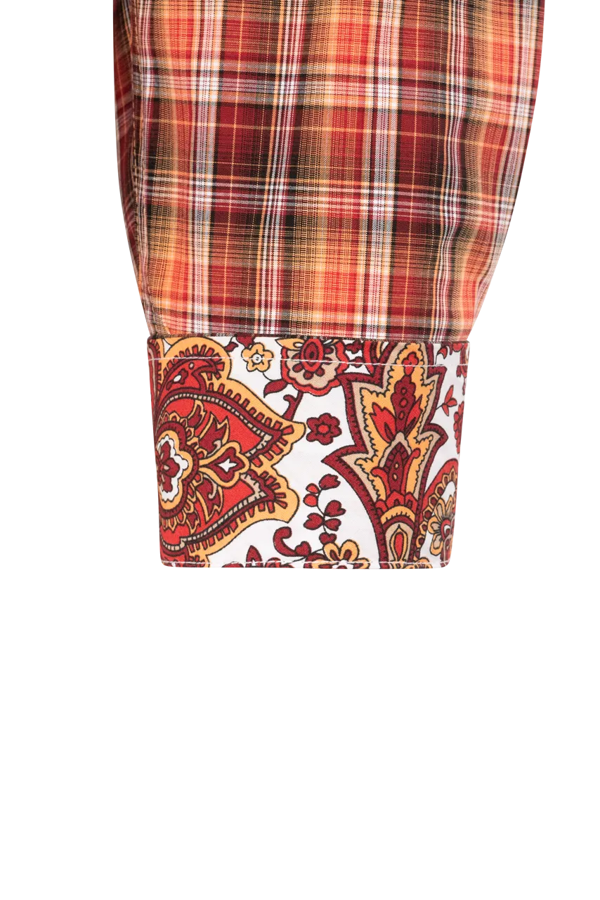 Cinch Multi Plaid Button-Front Shirt - Orange