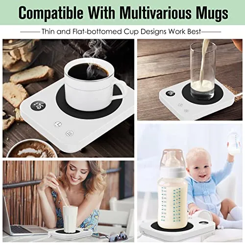 Coffee Mug Warmer with Auto On/Off Timer, Mug Warmer for Desk with Auto ON/OFF, Coffee Warmer for Desk with 3-Temp Settings, Electric Coffee Cup Warmer with Led Digital Display,Warm Gift for Your Love