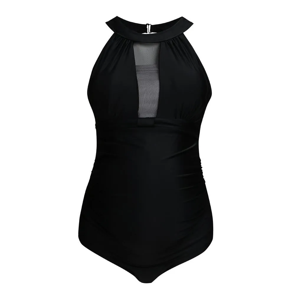 Collar Strap Maternity Swimsuit