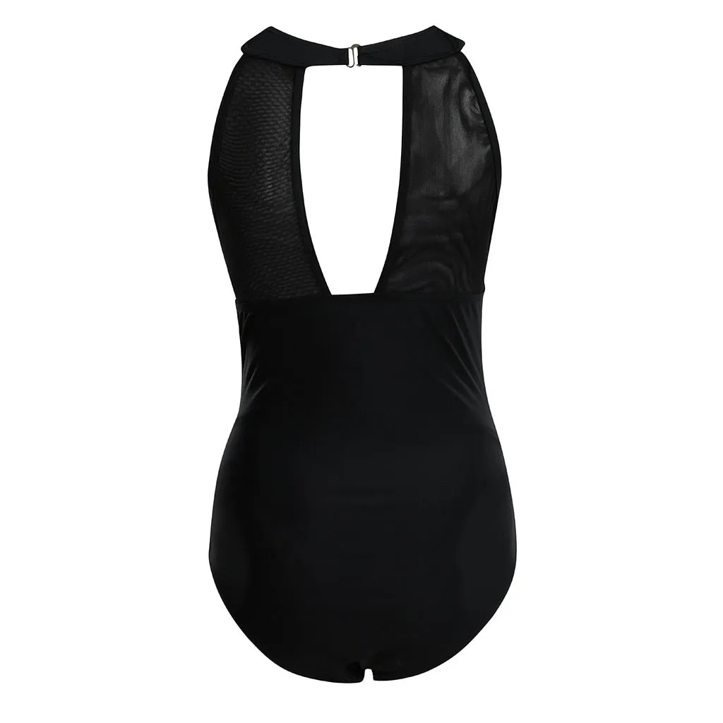 Collar Strap Maternity Swimsuit