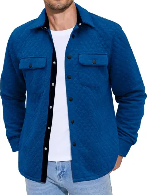 COOFANDY Men's Casual Shirt Jacket Lightweight Shacket Jacket Quilted Button Down Jackets