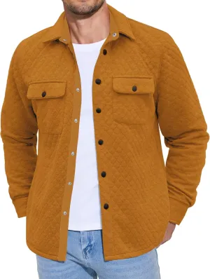 COOFANDY Men's Casual Shirt Jacket Lightweight Shacket Jacket Quilted Button Down Jackets