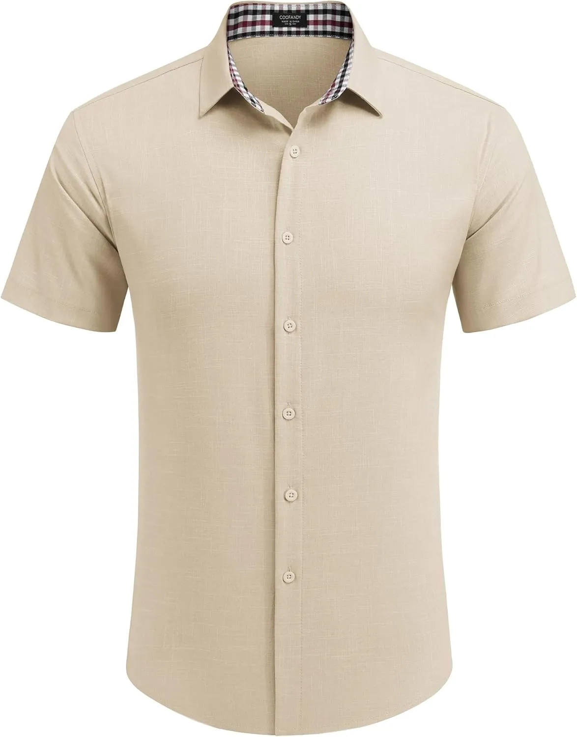 COOFANDY Mens Linen Shirt Casual Short Sleeve Button Down Shirts Summer Beach Vacation Tops