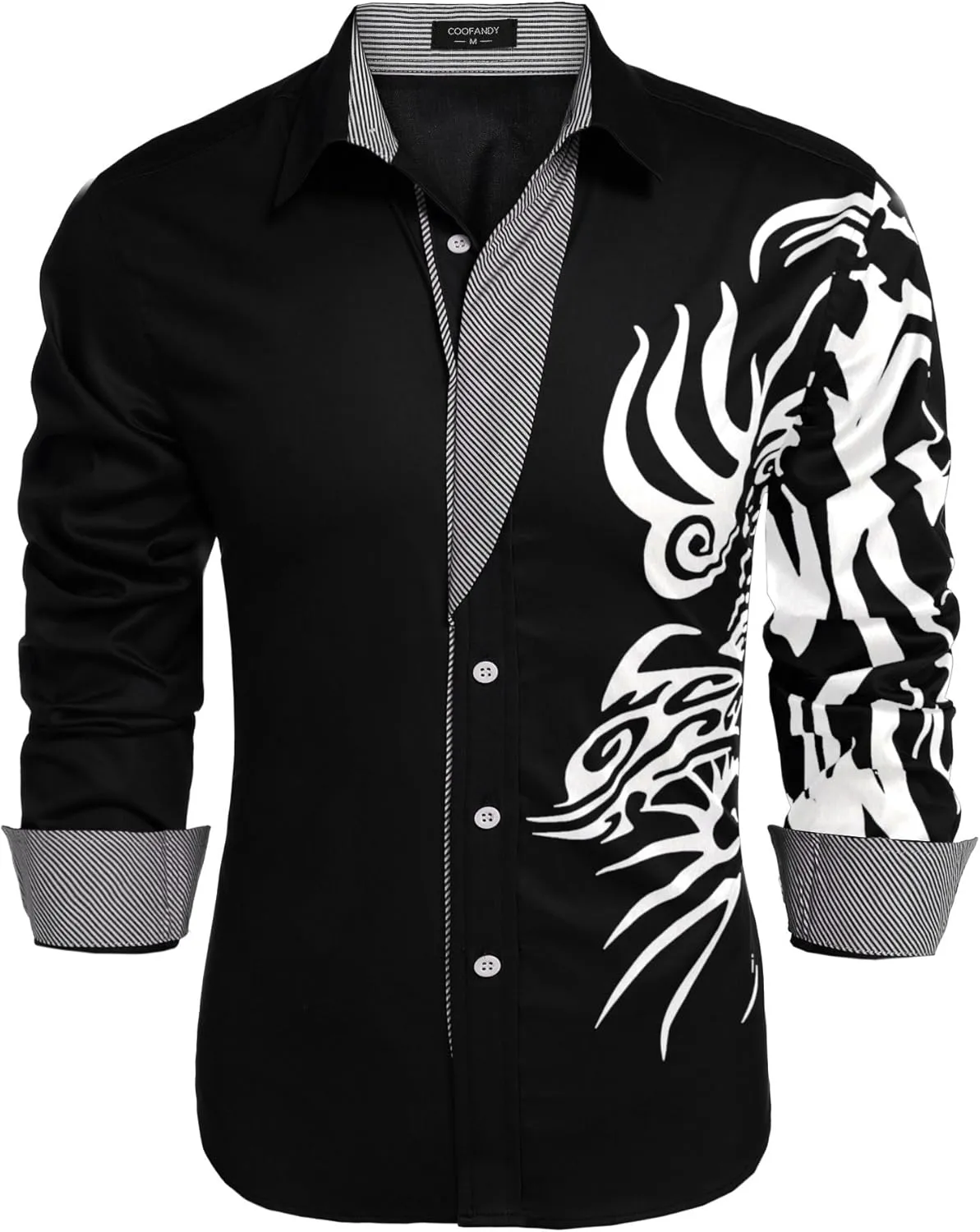 COOFANDY Men's Print Button Down Dress Shirt Fashion Long Sleeve Casual Shirts