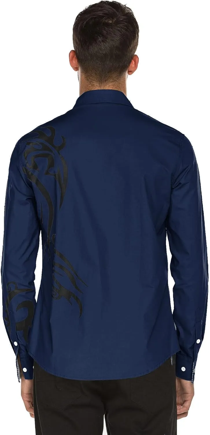 COOFANDY Men's Print Button Down Dress Shirt Fashion Long Sleeve Casual Shirts