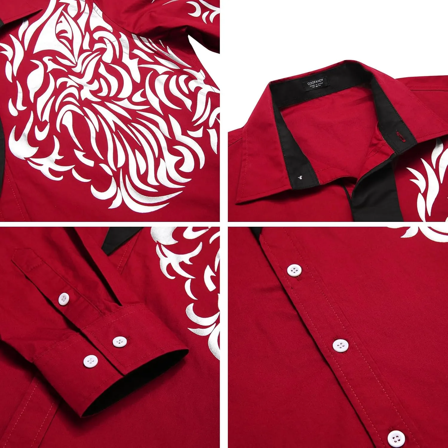 COOFANDY Men's Print Button Down Dress Shirt Fashion Long Sleeve Casual Shirts