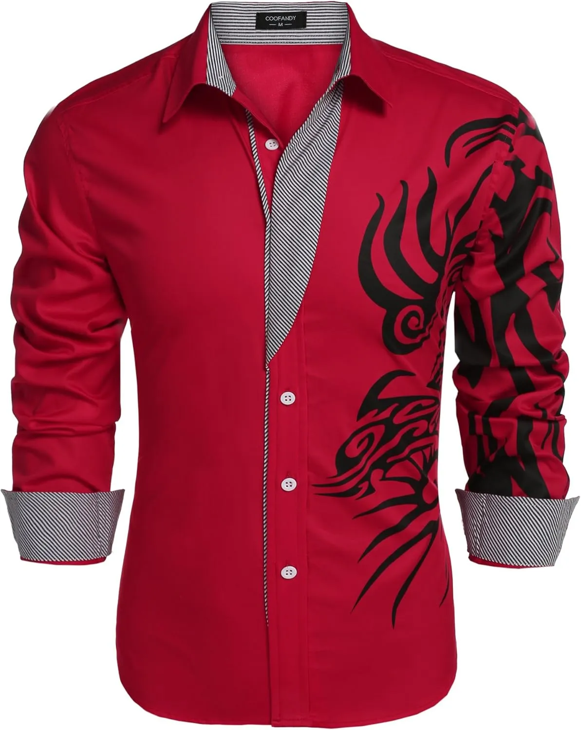 COOFANDY Men's Print Button Down Dress Shirt Fashion Long Sleeve Casual Shirts