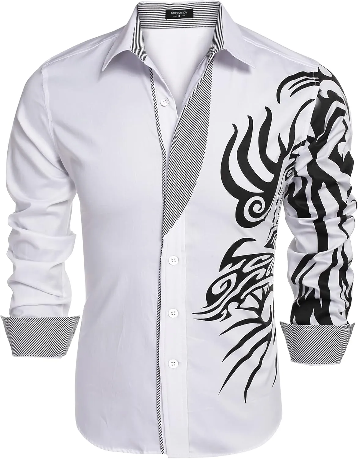 COOFANDY Men's Print Button Down Dress Shirt Fashion Long Sleeve Casual Shirts